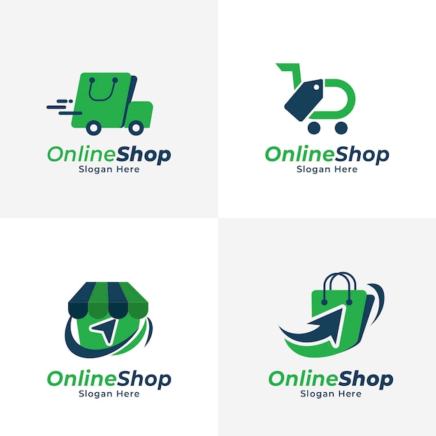 Flat e-commerce logo collection