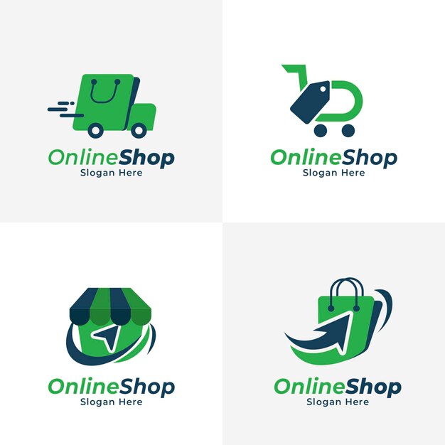 Плоская коллекция логотипов электронной коммерции