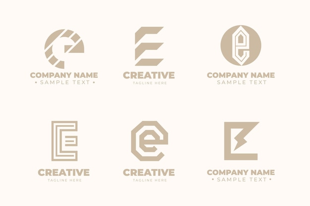 Free vector flat e logo template collection