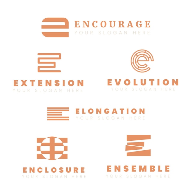 Flat e logo template collection