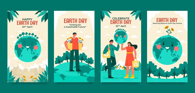 Free Vector flat earth day celebration instagram stories collection
