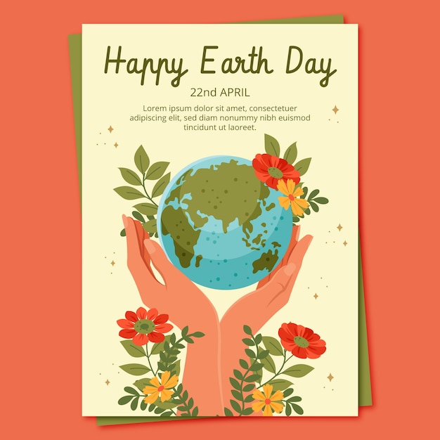 Flat earth day celebration vertical poster template