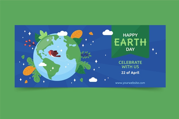 Free vector flat earth day horizontal banner template