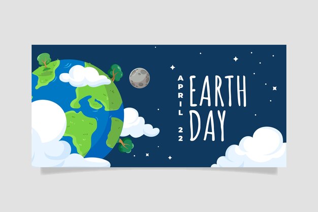 Flat earth day horizontal banner template