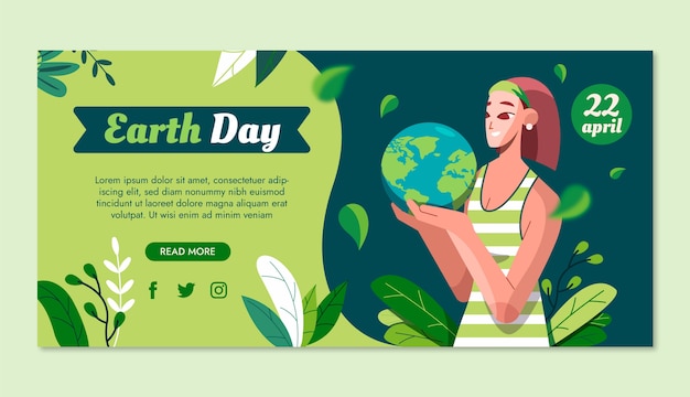 Free vector flat earth day horizontal banner template