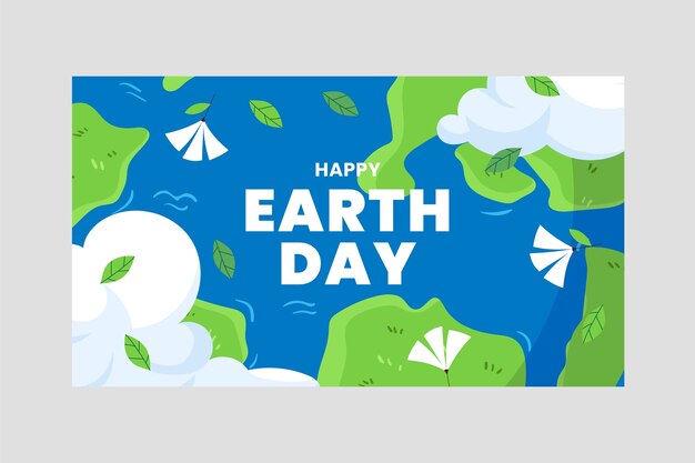 Flat earth day horizontal banner template