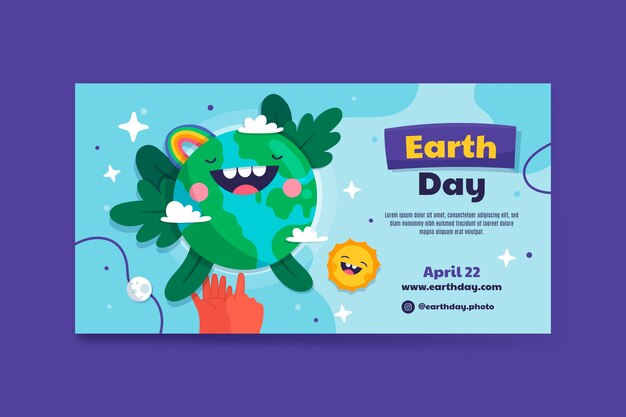 Free vector flat earth day horizontal banner