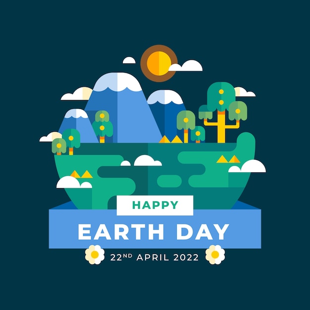 Flat earth day illustration