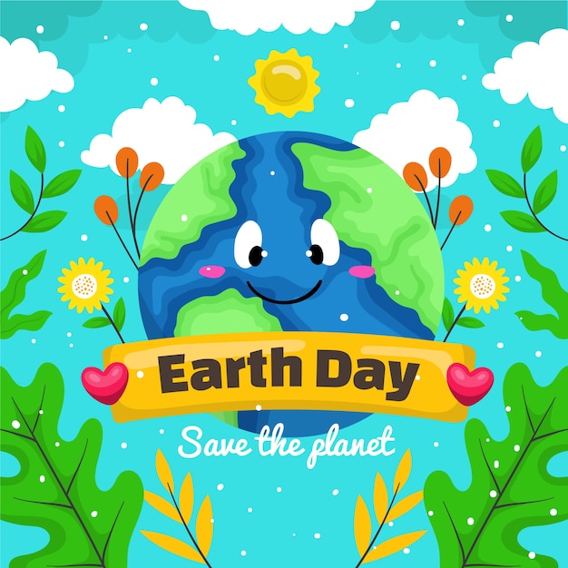 Flat earth day illustration