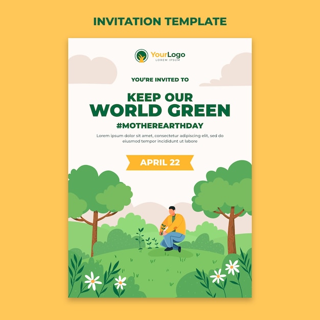 Free vector flat earth day invitation template