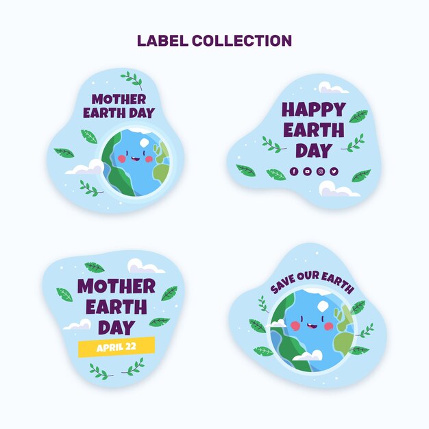 flat earth day labels collection