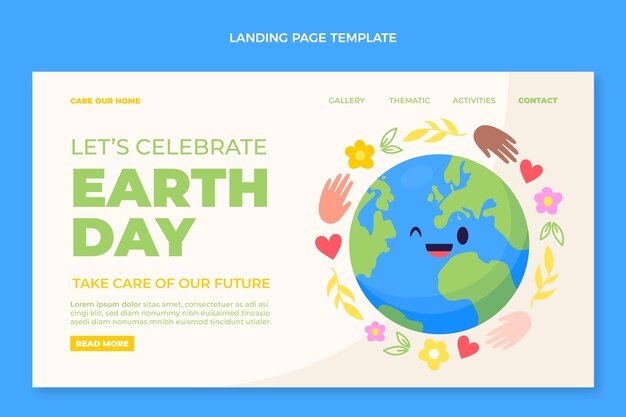 Free vector flat earth day landing page template