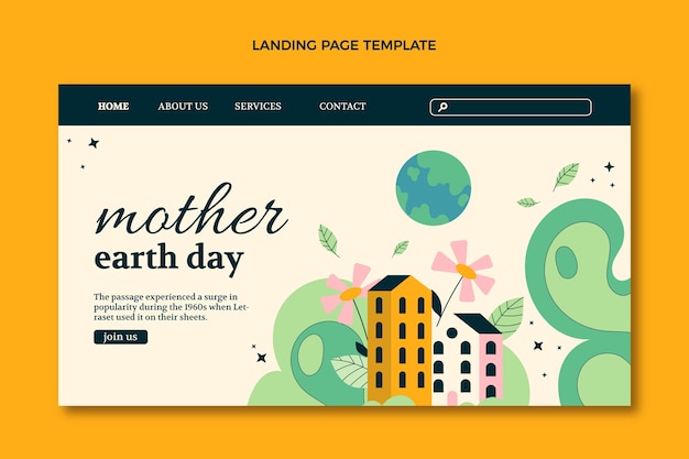 Free vector flat earth day landing page template