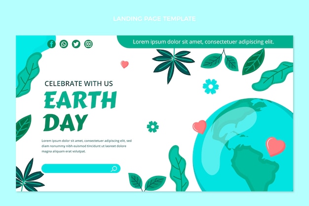 Free vector flat earth day landing page template