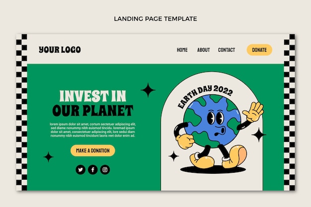 Free vector flat earth day landing page template