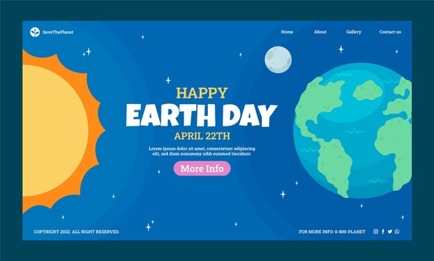 Flat earth day landing page template