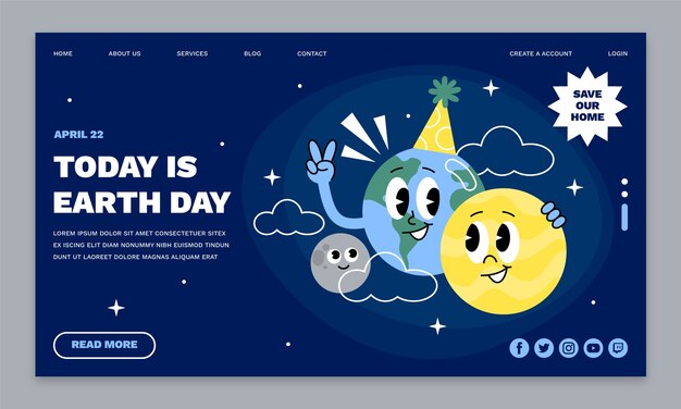 Flat earth day landing page template