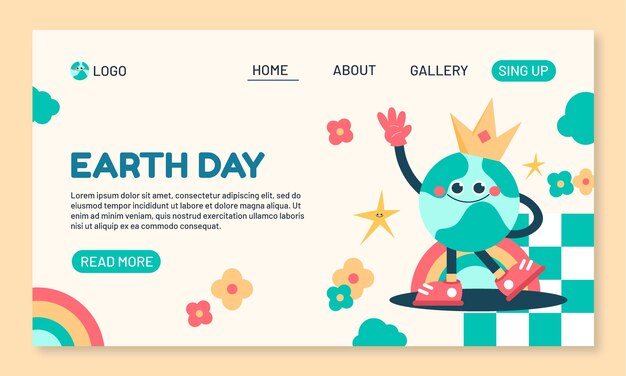 Flat earth day landing page template