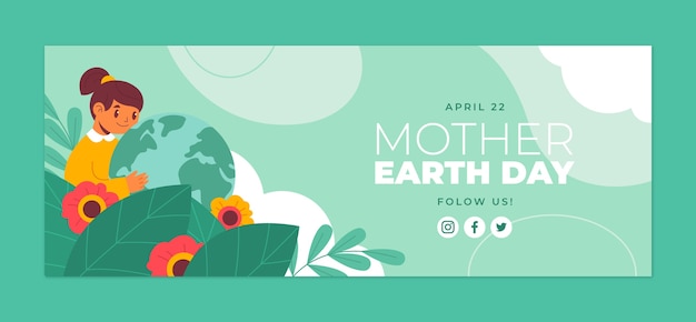 Flat earth day social media cover template