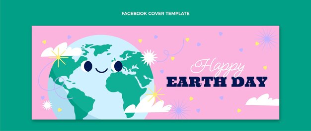 Flat earth day social media cover template