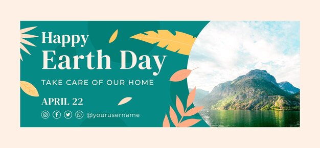 Flat earth day social media cover template