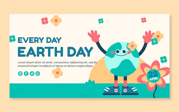 Free vector flat earth day social media post template