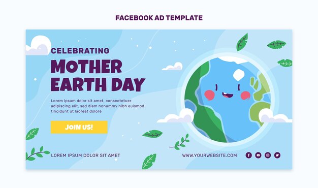 평평한 지구의 날 소셜 미디어 프로모션 템플릿