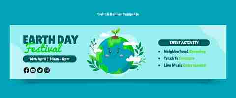 Free vector flat earth day twitch banner