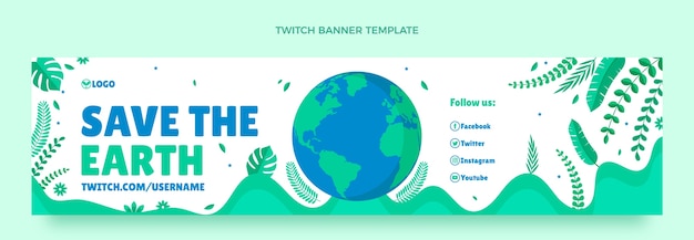 Free vector flat earth day twitch banner