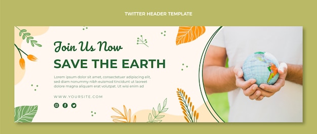 Free vector flat earth day twitter header