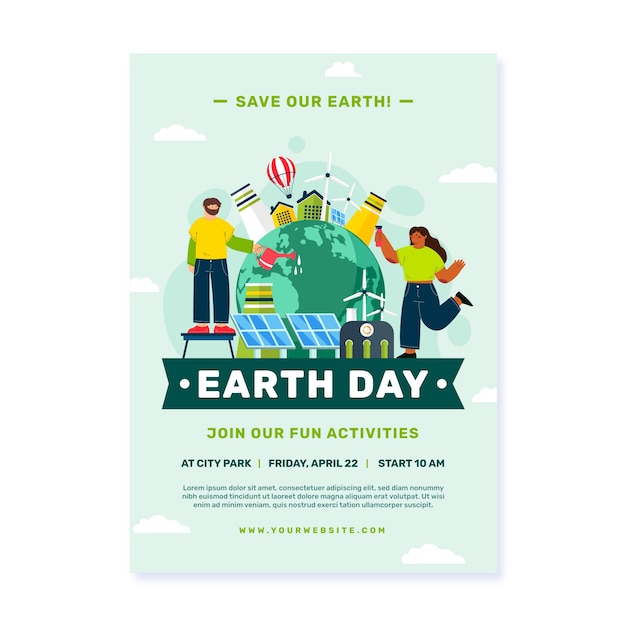 Free vector flat earth day vertical poster template