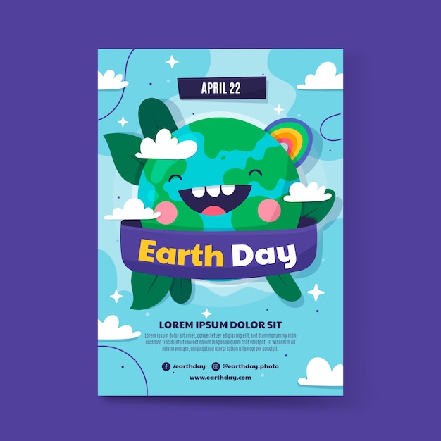 Free vector flat earth day vertical poster template