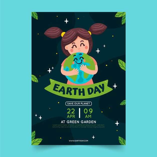 Free vector flat earth day vertical poster template