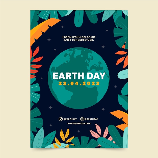 Free vector flat earth day vertical poster template