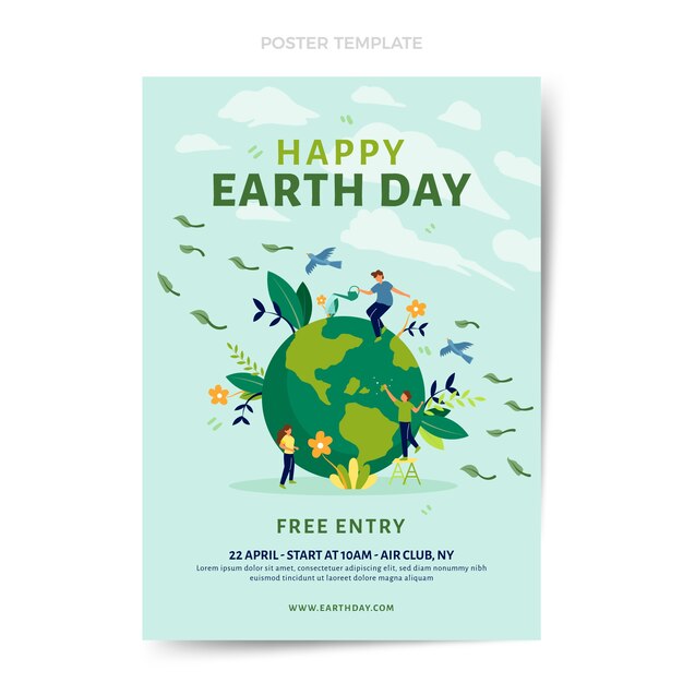 Flat earth day vertical poster template