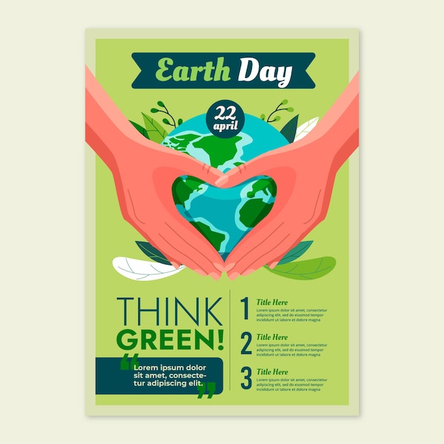 Free vector flat earth day vertical poster template