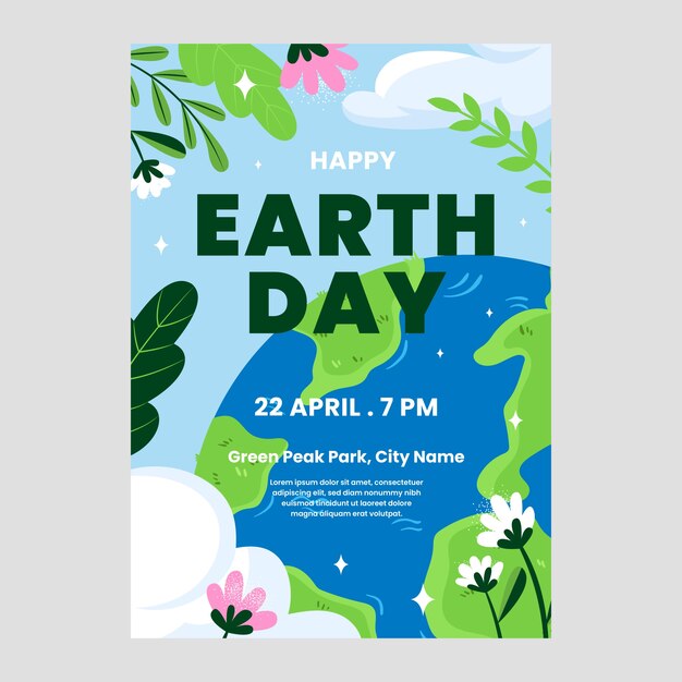 Flat earth day vertical poster template