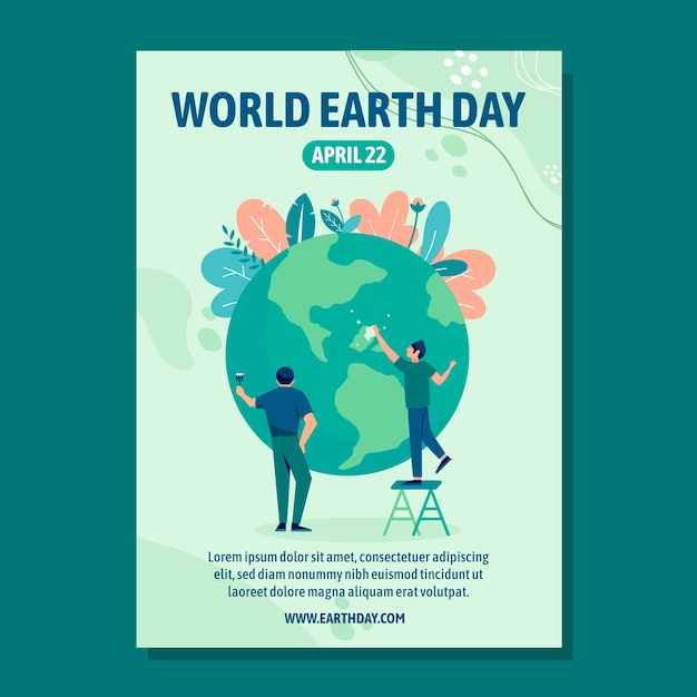 Free vector flat earth day vertical poster template