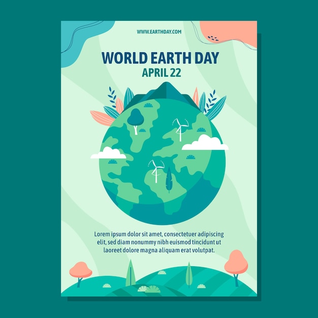 Flat earth day vertical poster template