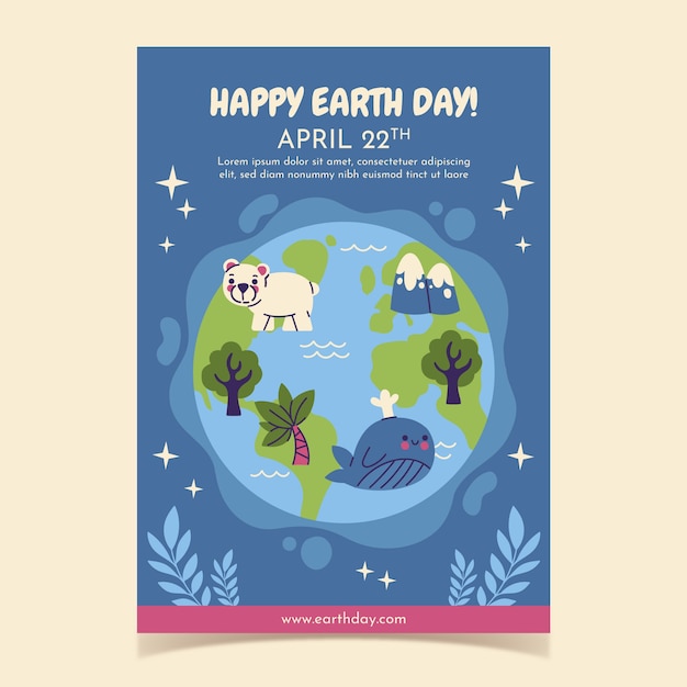 Free vector flat earth day vertical poster template