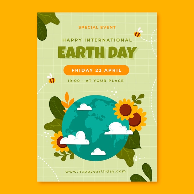 Free vector flat earth day vertical poster template