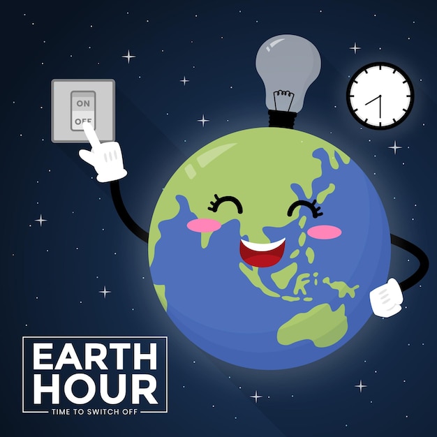 Free vector flat earth hour illustration