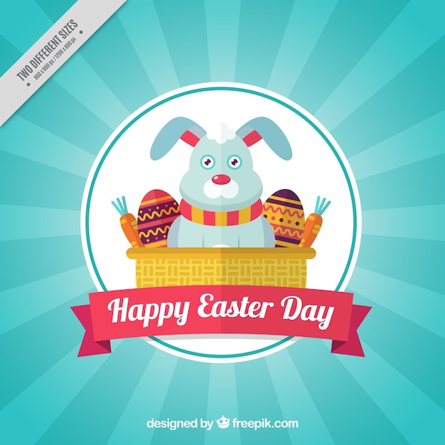 Flat easter background with pretty rabbit