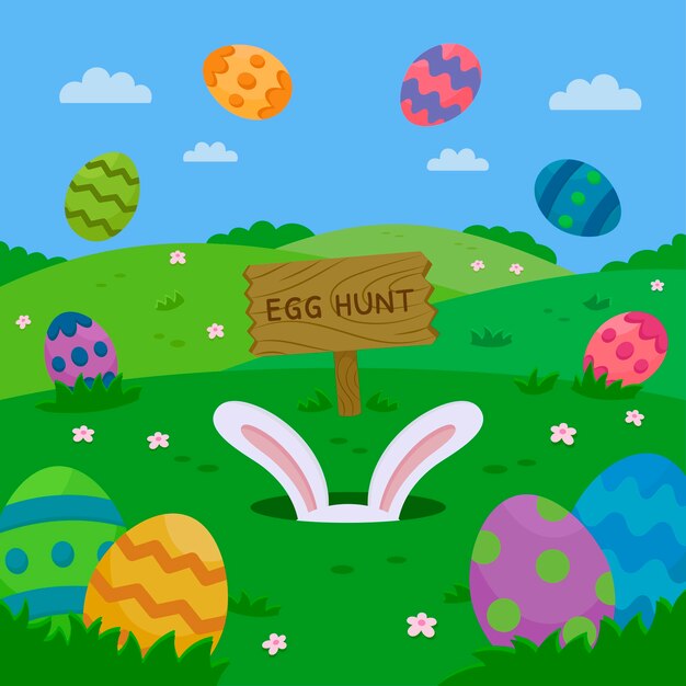 Flat easter background