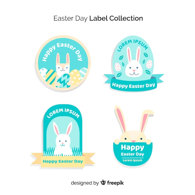 Free vector flat easter badge collection