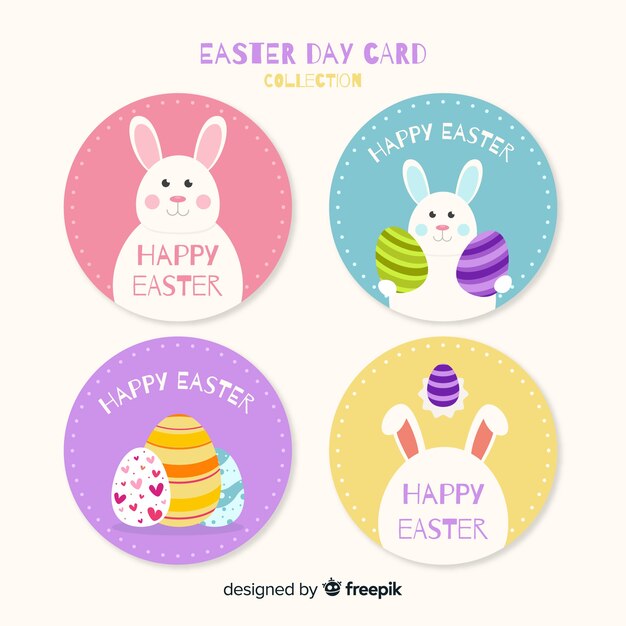 Flat easter badge collection