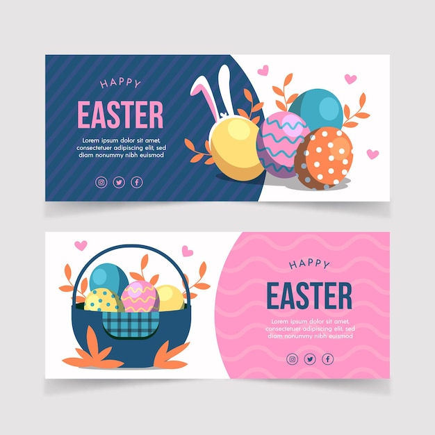 Free vector flat easter banners collection