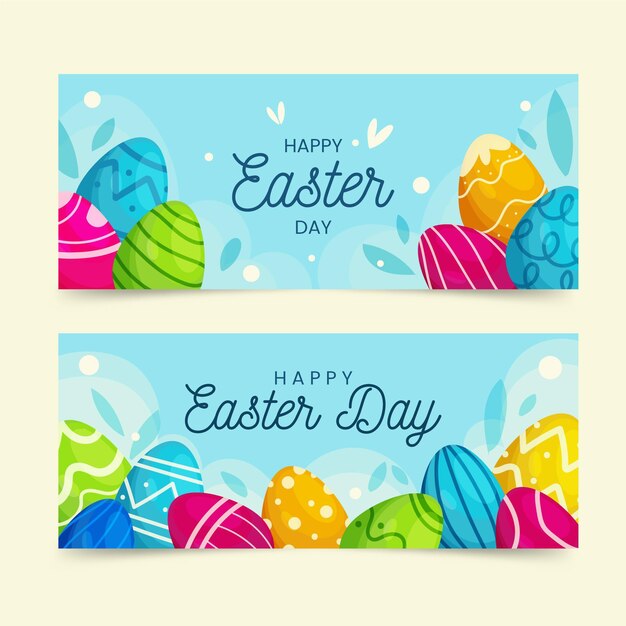 Raccolta di banner di pasqua piatto