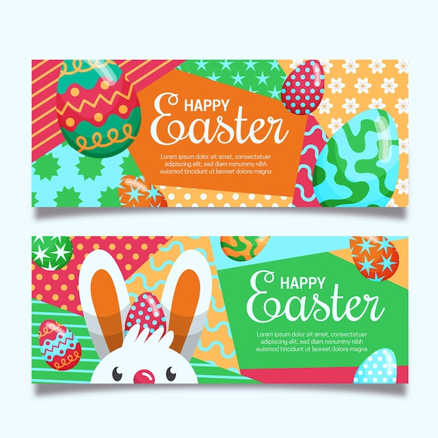 Flat easter banners set