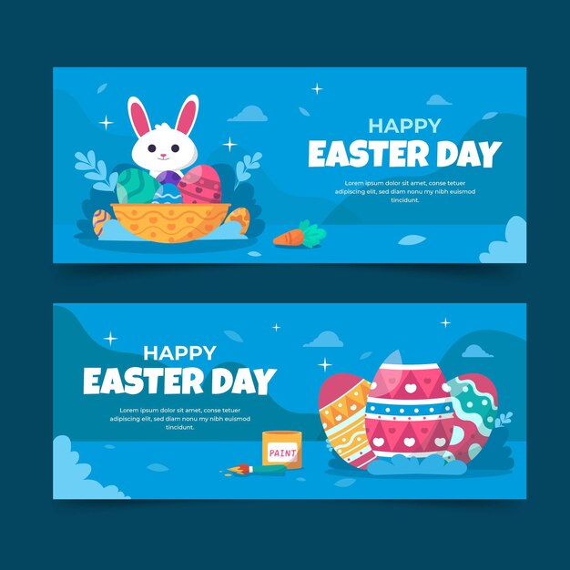 Flat easter banners set